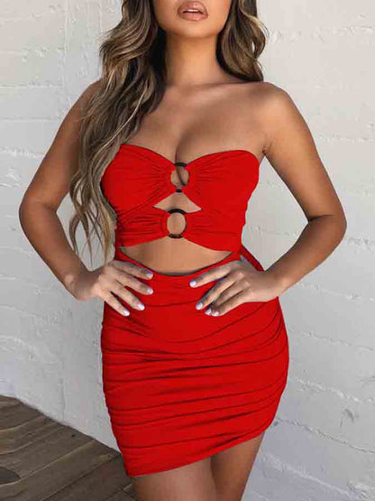 Off Shoulder Cut-out Slim Mini Dress