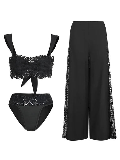 Lace Bikini Swimsuit and Lace Pants