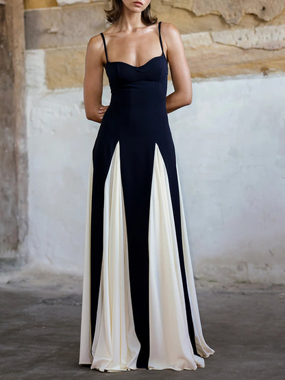 Black-white Color-block Swing Maxi Dress