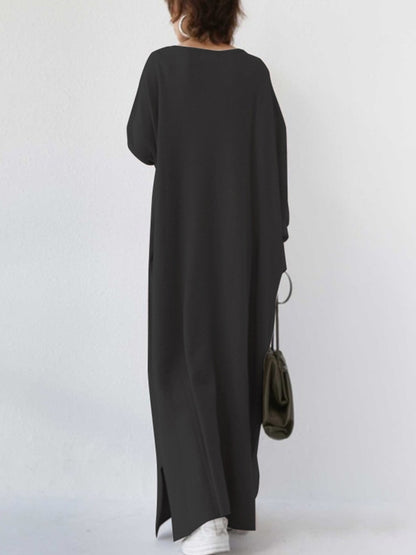 V Neck Long Sleeves Knit Maxi Dress