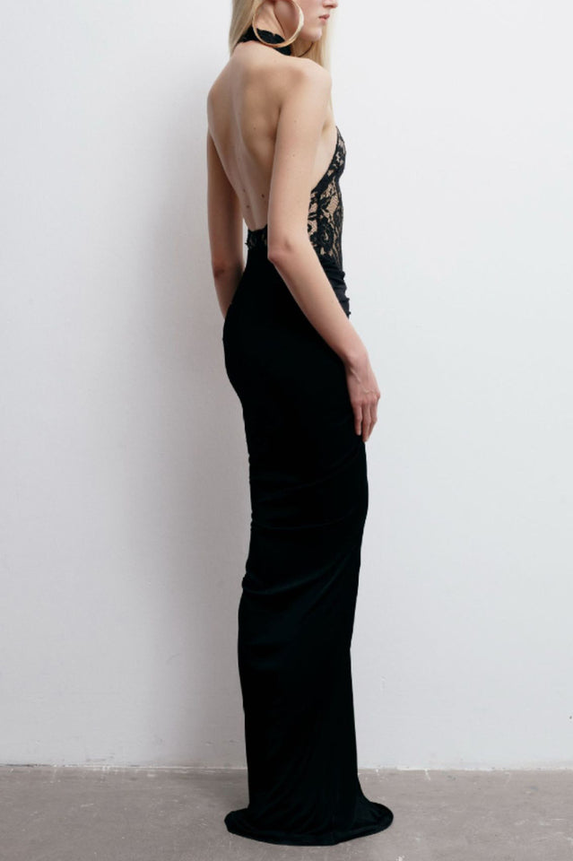 Janice Halterneck Lace Maxi Dress