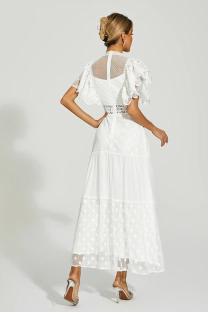 Noor White Polka Dot Maxi Dress