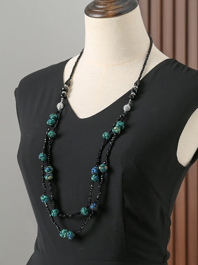 Ruyi Knot Beads Weave Sweater Necklace Qn005