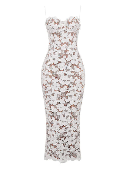 White Embroidered Maxi Dress-"pearl"
