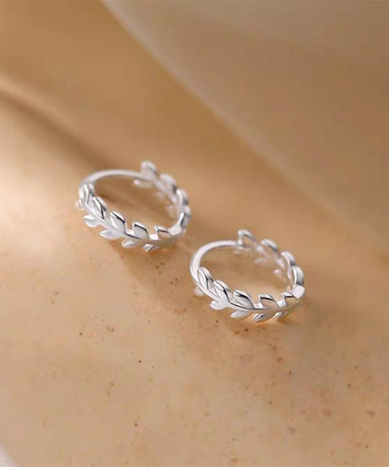 Silk Sterling Silver Ear of Wheat Hoop Earrings