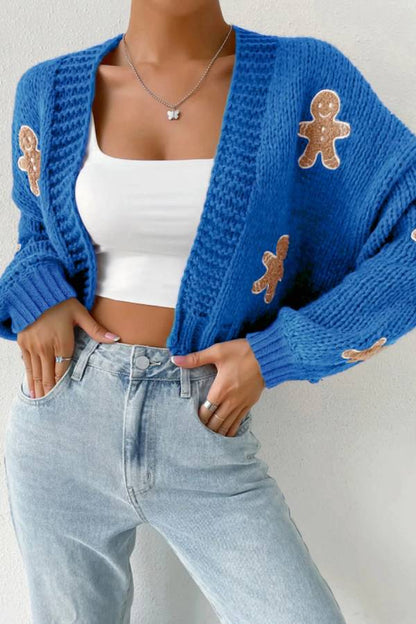 Cookie Man Pattern Knitted Cardigan