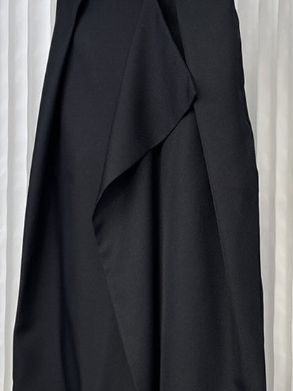 4.29modern Royal Blue Irregular Pleated Patchwork Skirt