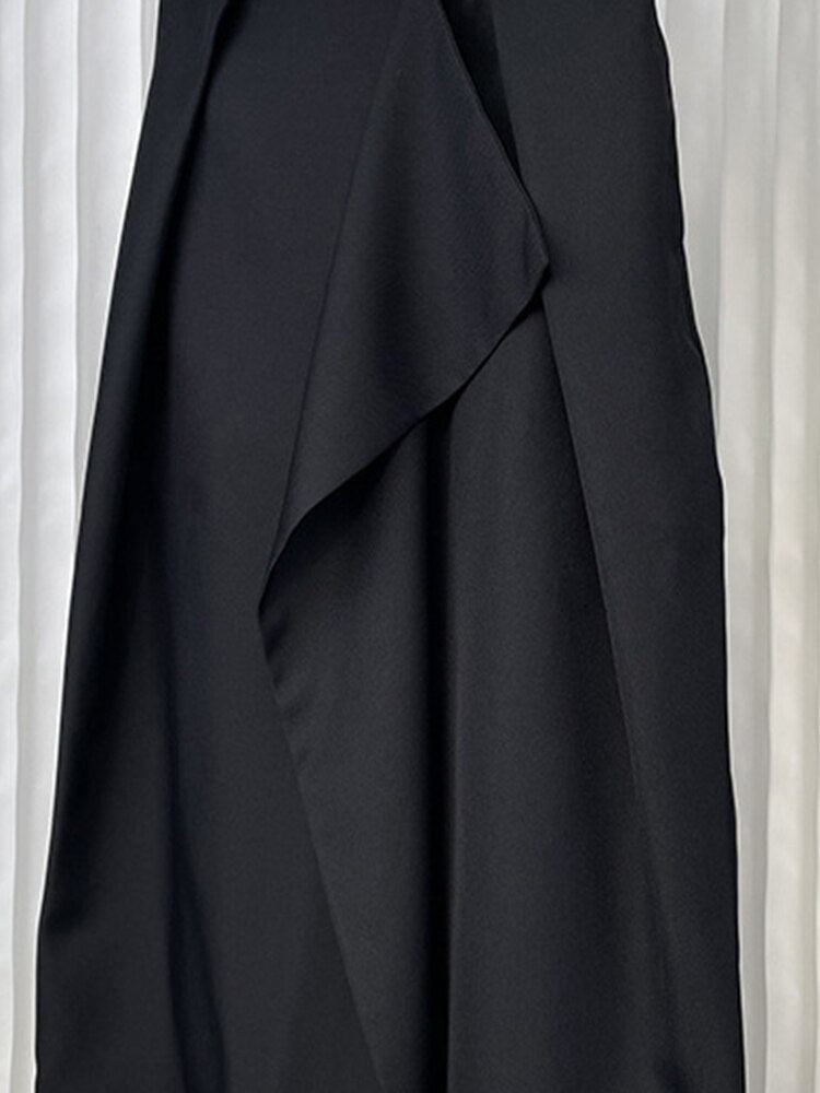 4.29chic Lake Blue Irregular Pleated Patchwork Skirt
