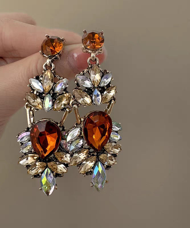 Oversize Colorblock Sterling Silver Alloy Zircon Drop Earrings