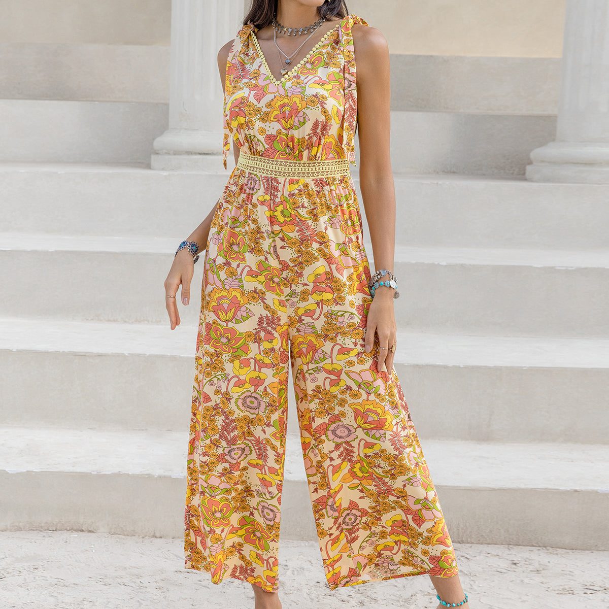 Waist Slimming a Line Sling Jumpsuit