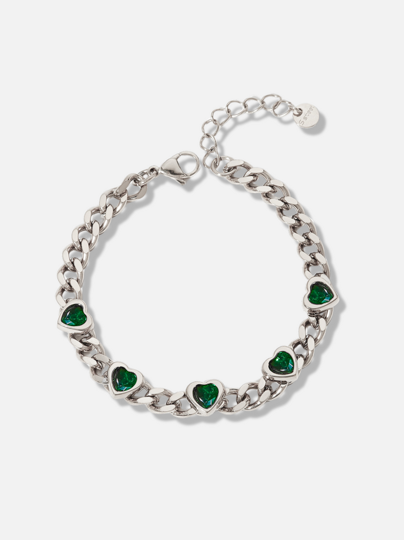 Ayza Heart Charm Chain Bracelet in Silver