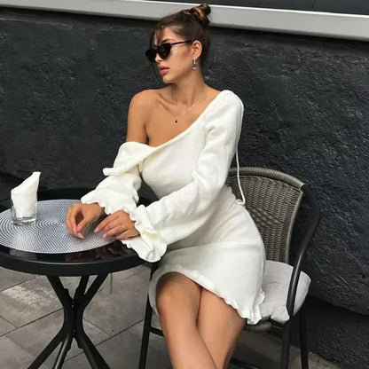 Knitted Backless Mini Dress for Lace Up Loose Short Dresses Hot Club High Waist Dress Femme