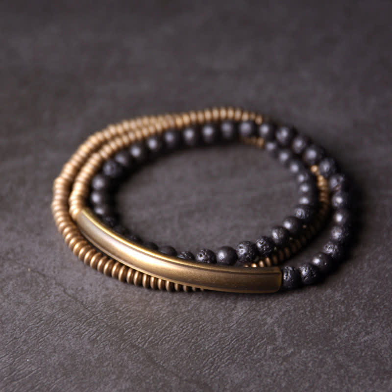 Buddha Stones Lava Rock Copper Support Bracelet