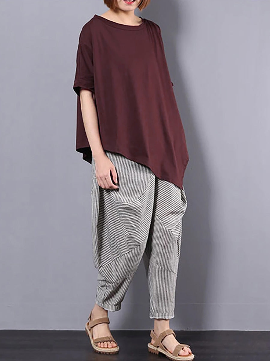 Irregular Loose 100% Cotton T-shirt As1061