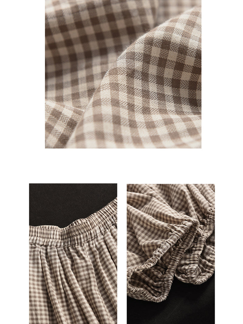 Summer Plaid Cotton Harem Pants Bn1021