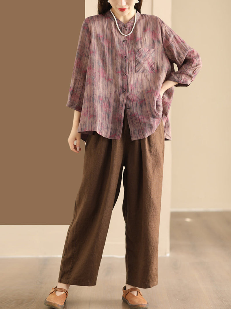 Spring Stripe Button-up Blouse Co1007