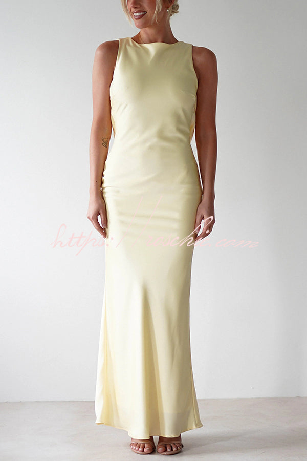 Color Backless Lace-up Slim Maxi Dress