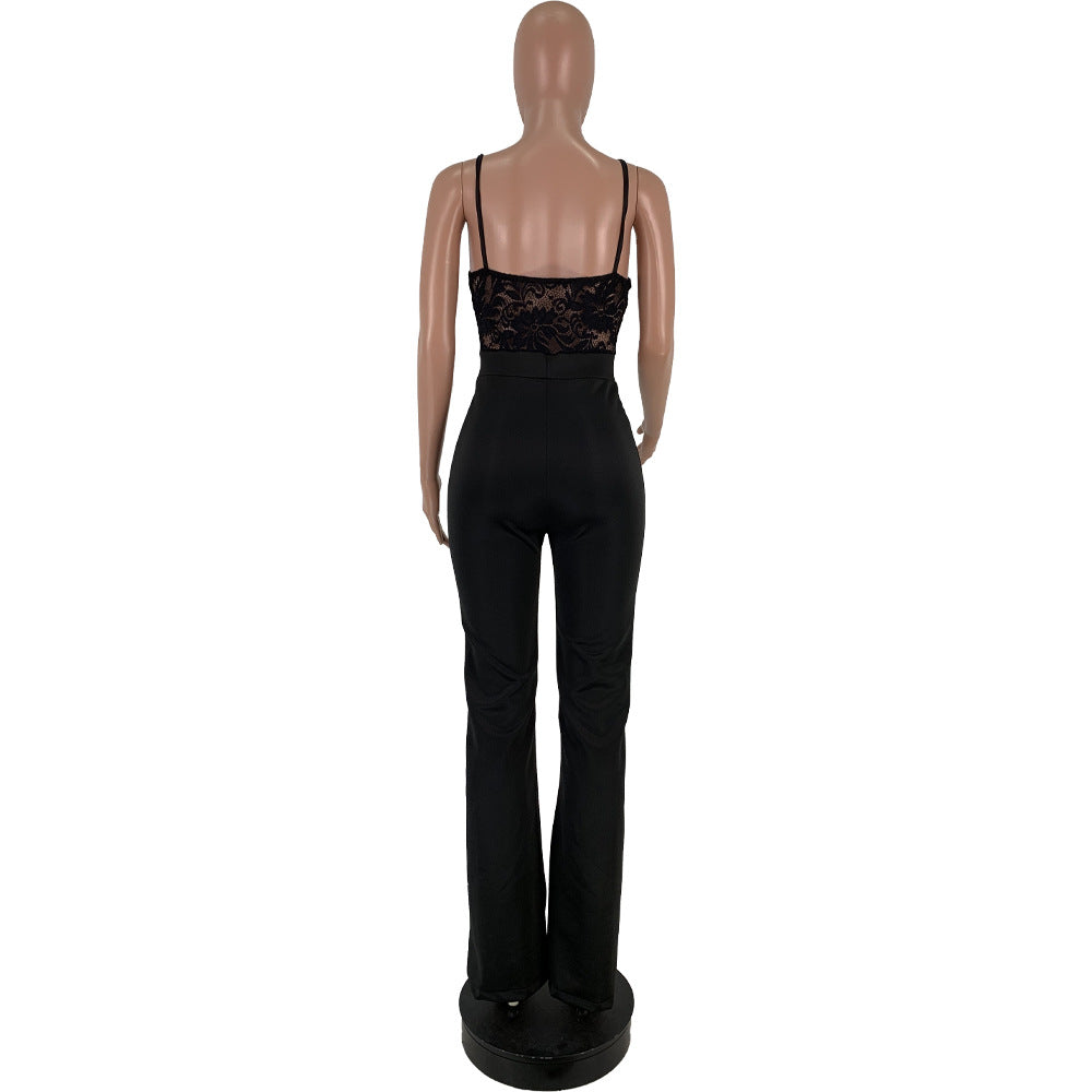 Lace See-through Suspender Jumpsuit