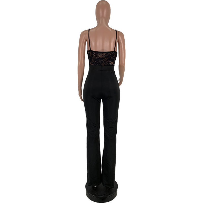 Lace See-through Suspender Jumpsuit