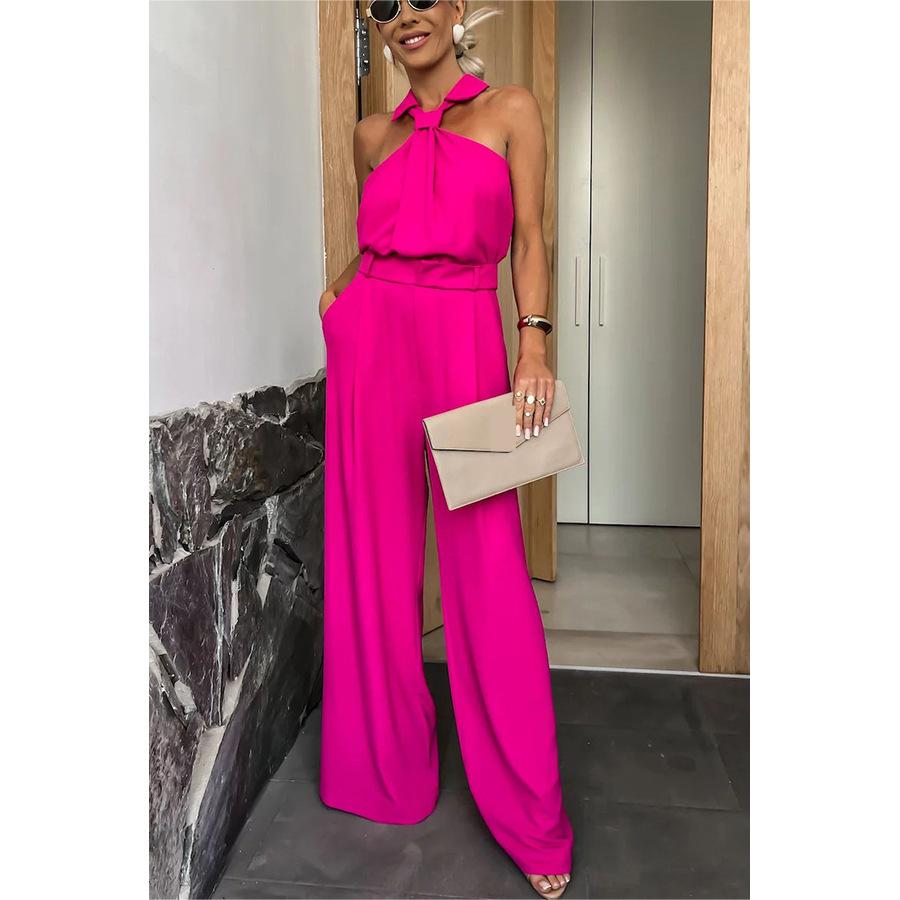 Spring Summer Pocket Sleeveless Jumpsuit Loose Vacation Multi Color Jumpsuit