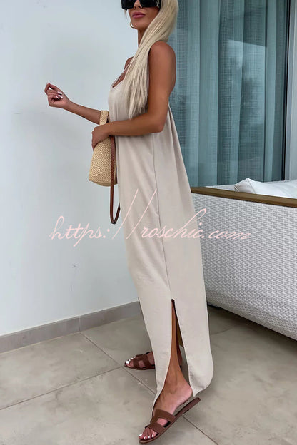 Color Resort Style Spaghetti Strap Backless Maxi Dress