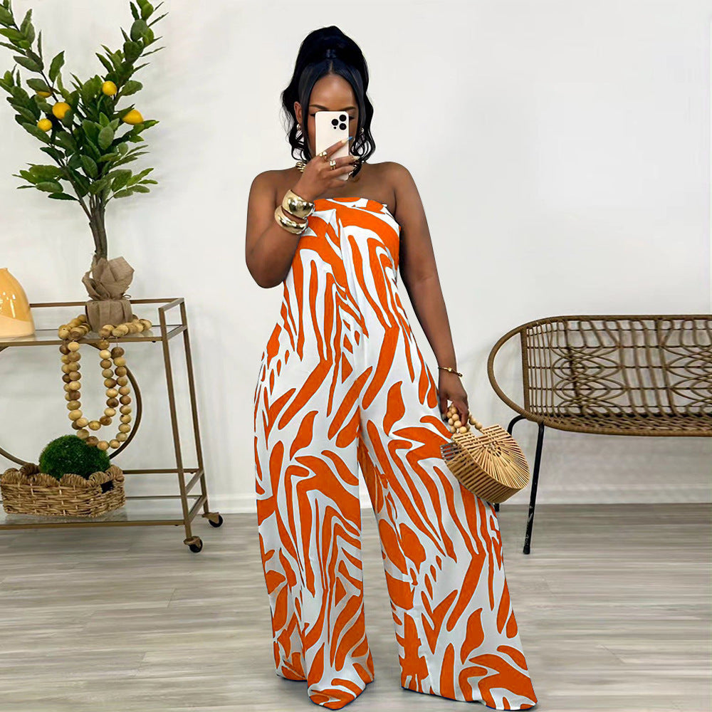 Clothing Printed Sleeveless Wide Leg Jumpsuit