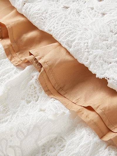 Embroidery Belted a Line Maxi Dress