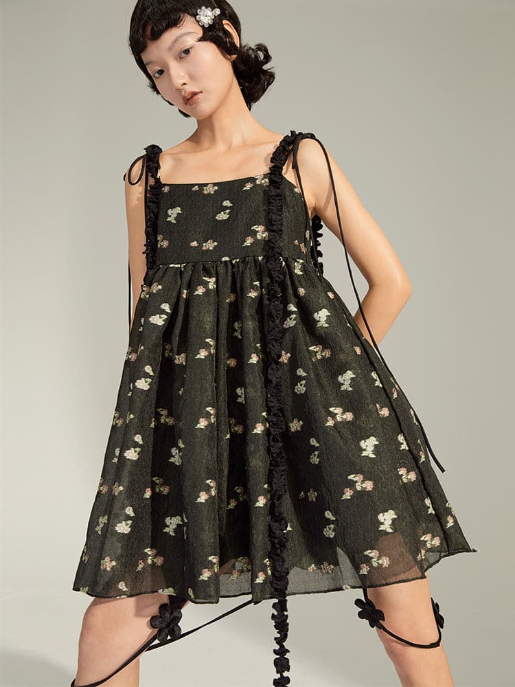 Princess Lace Jacquard Dress With Delicate Straps