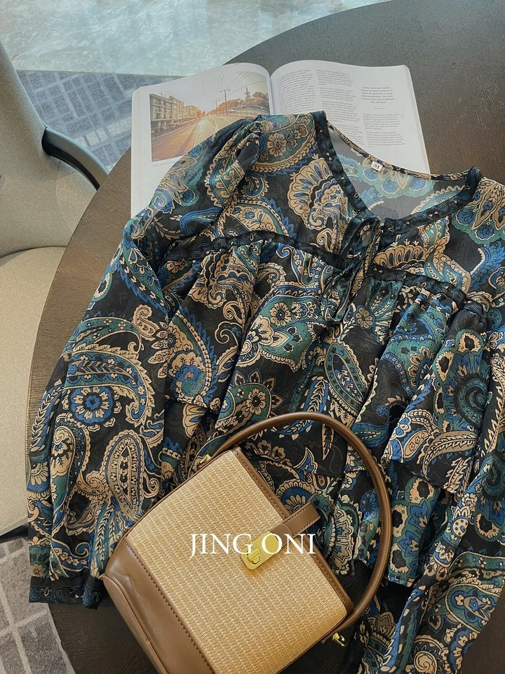 Print Ruffle Blouse