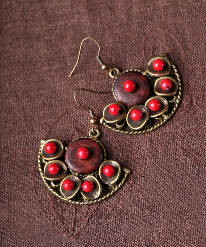 Retro Red Metal Drop Earrings