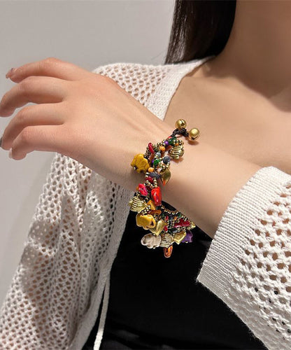 Rainbow Woven Beading Tassel Charm Bracelet