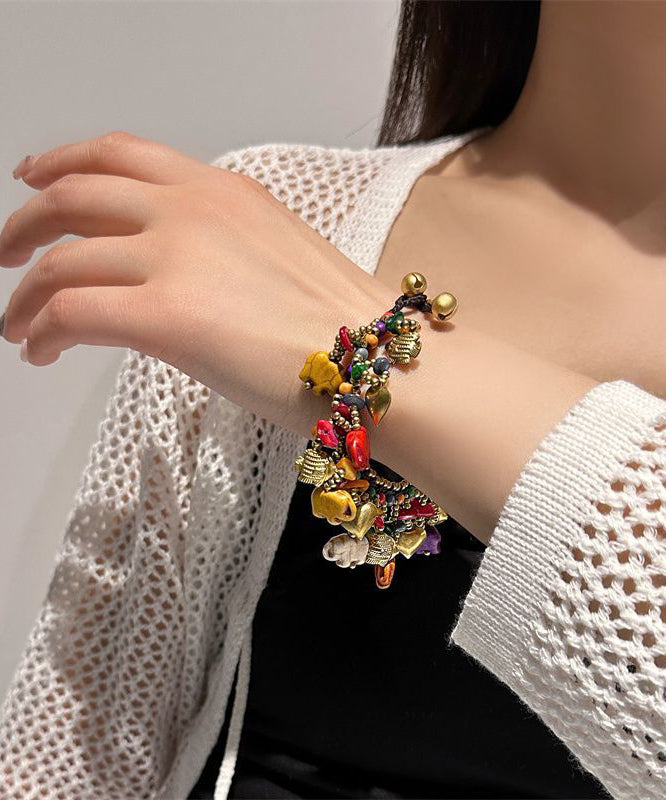 Rainbow Woven Beading Tassel Charm Bracelet