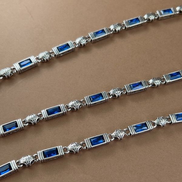 Sterling Silver Heavy Duty Turkish Style Tangleweed Zirconia Necklace