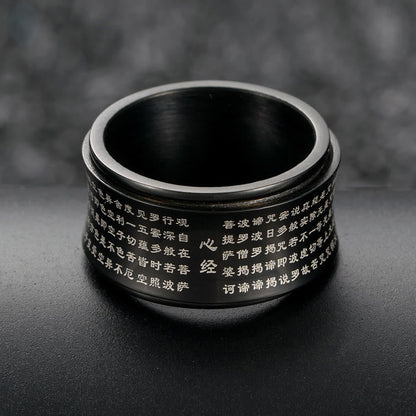 12mm Titanium Steel Heart Sutra Spinner Ring for Balance