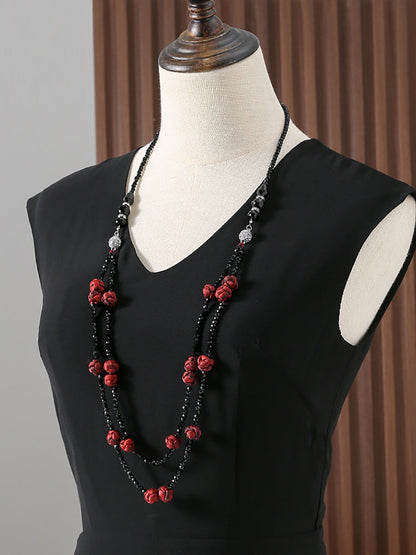 Ruyi Knot Beads Weave Sweater Necklace Qn005