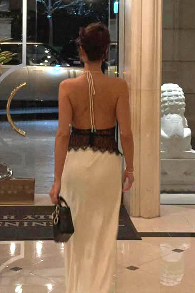 Halter Patchwork Backless Maxi Dress