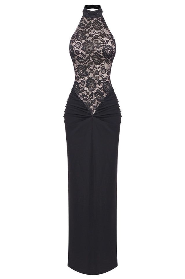 Janice Halterneck Lace Maxi Dress