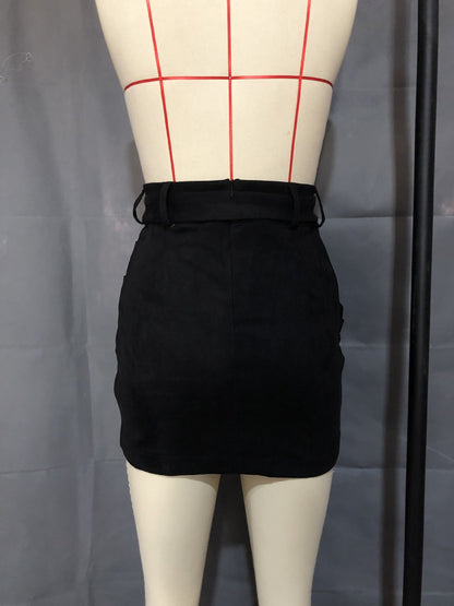 Leather Lace-up Hip Irregular Asymmetric Skirt