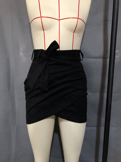 Leather Lace-up Hip Irregular Asymmetric Skirt