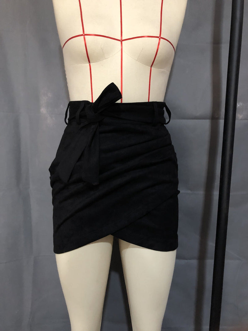 Leather Lace-up Hip Irregular Asymmetric Skirt