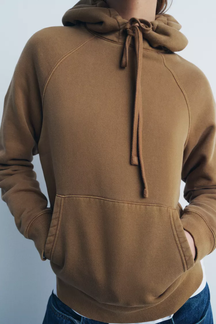 Fall Clothing Stylish Simple Hooded Washed Sweatshirt