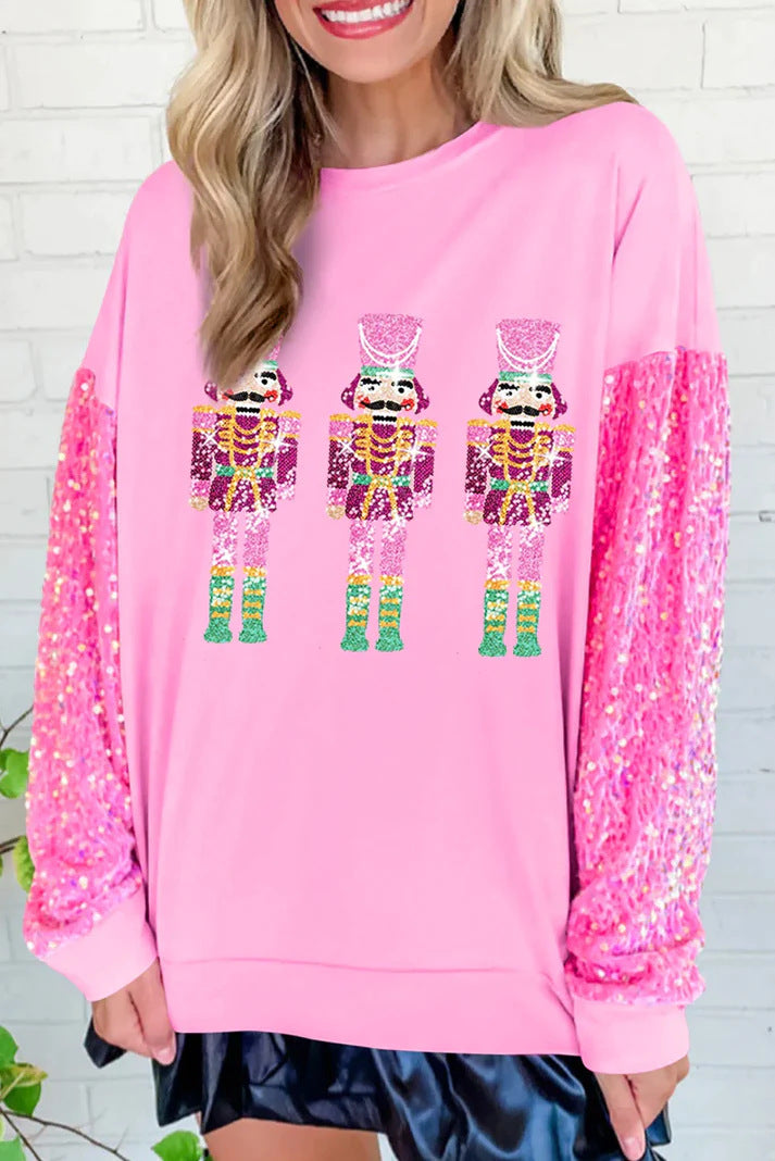 Clothing Sweet Sequ Sleeve Top Christmas Long Sleeved Sweatshirt
