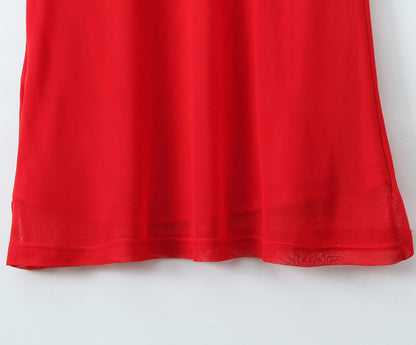 Decorative Party Fishtail Dress Slim Stretch Mesh Camisole Maxi Dress