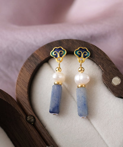Classy Multicolor Copper Drip Glaze Pearl Drop Earrings