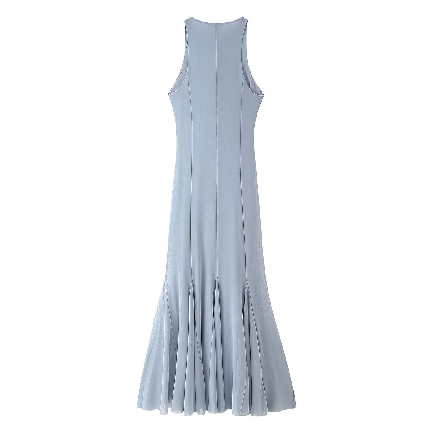 Slim Fit Wide Hem Silk Net Midi Dress