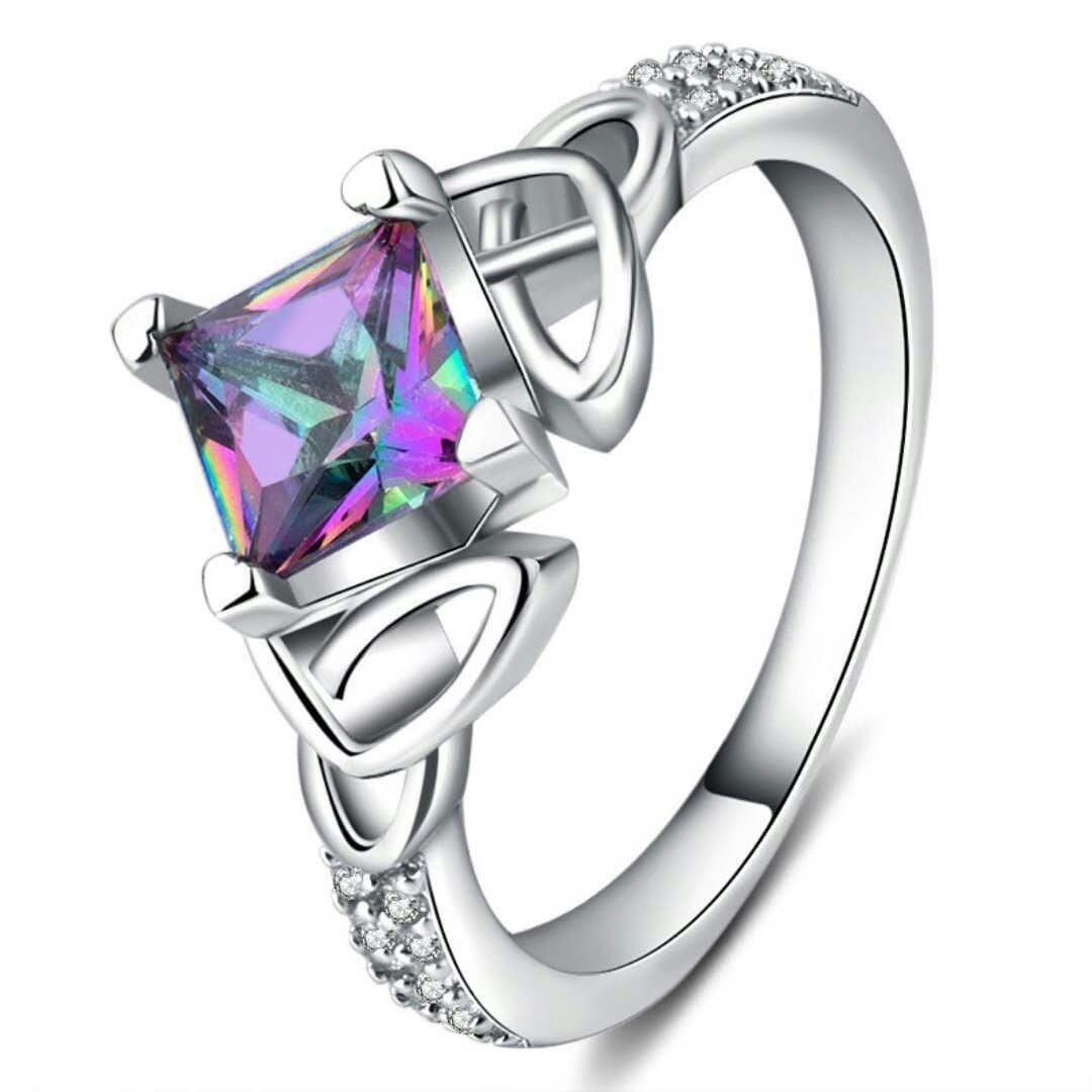 Mystic Fantasy Rainbow Fire Topaz Silver Ring