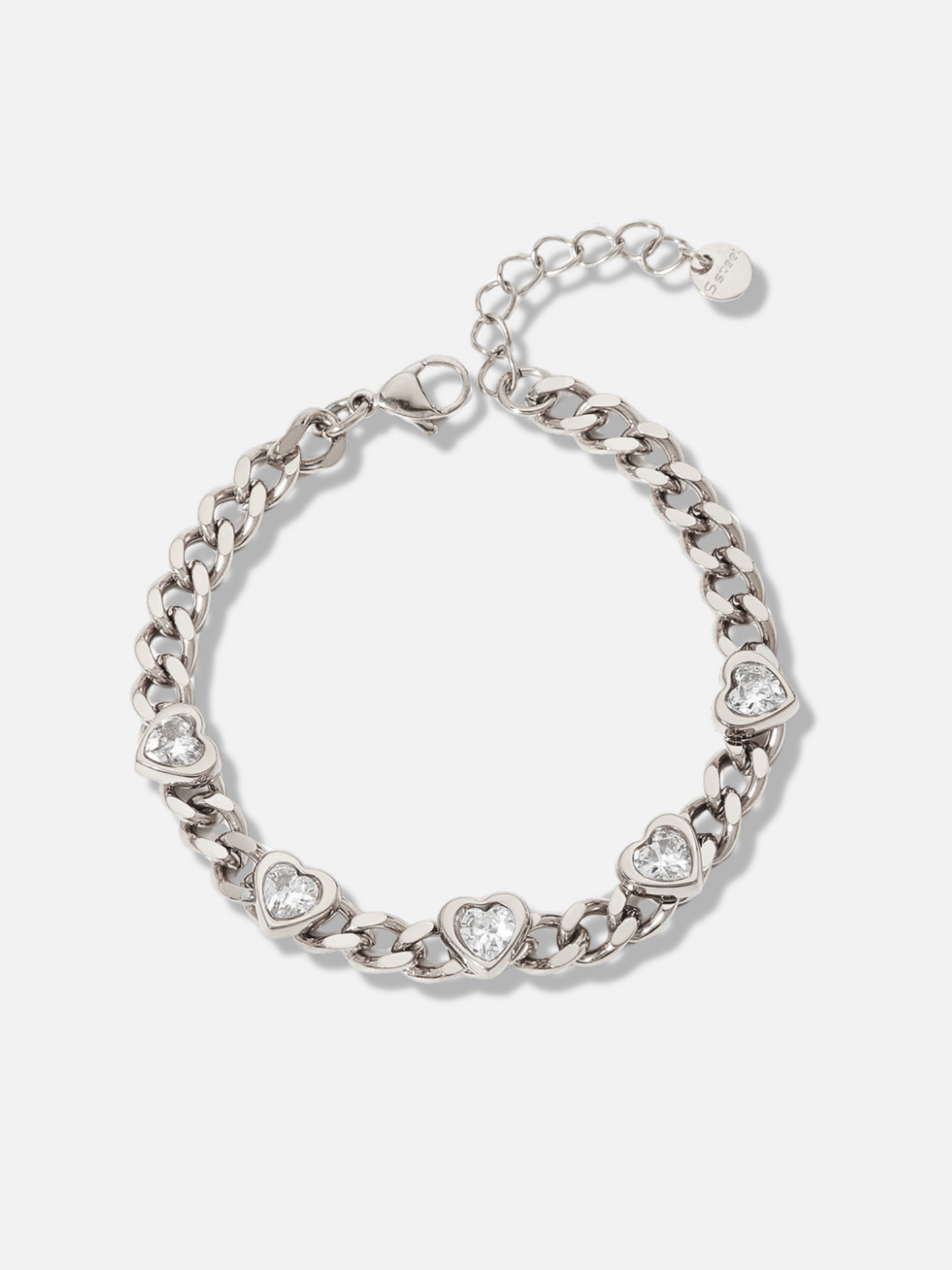 Ayza Heart Charm Chain Bracelet in Silver