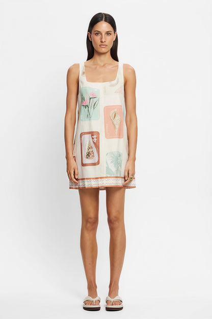 Linen Print Bagsy Fit Summer Beach Mini Dress