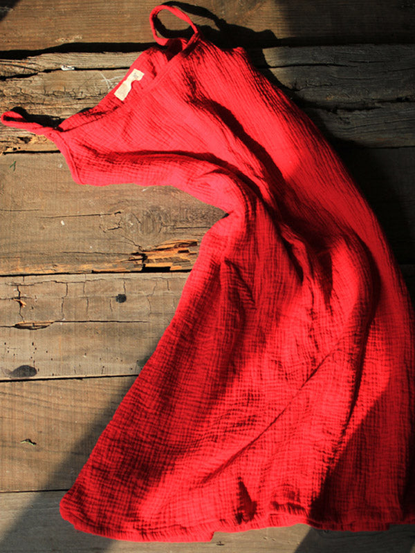 Color Spaghetti-neck Loose Sleeveless Mini Dress
