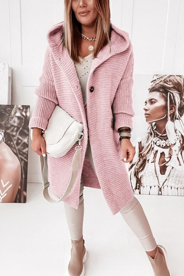 Cozy With Coffee Button Down Hooded Cardigan